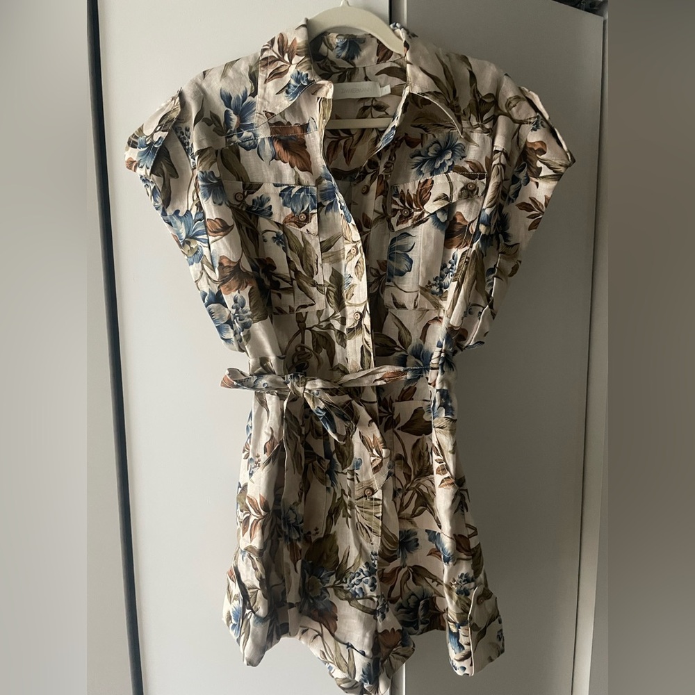 Zimmermann Floral Jumpsuit in Cream and Blue